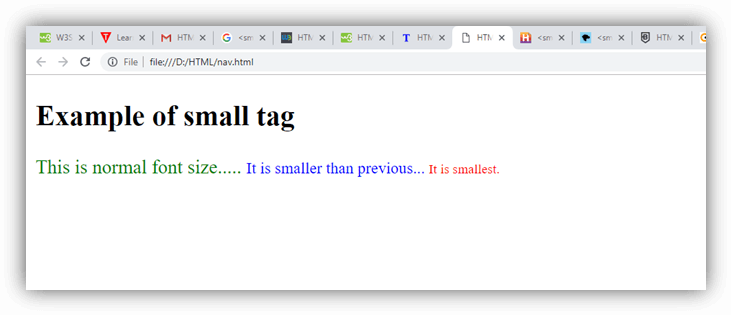 HTML small tag