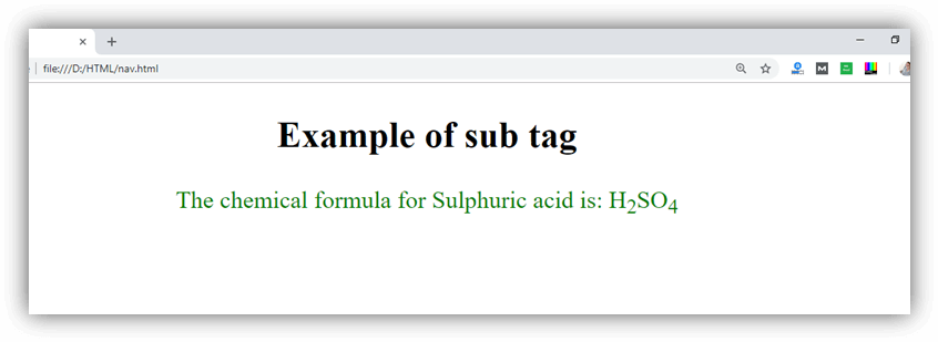 HTML sub tag