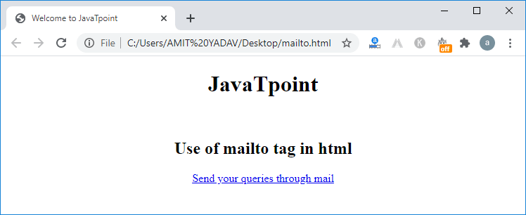 mailto HTML Tag