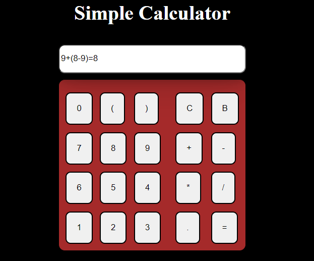 Simple Calculator in HTML using eval() in JavaScript and CSS