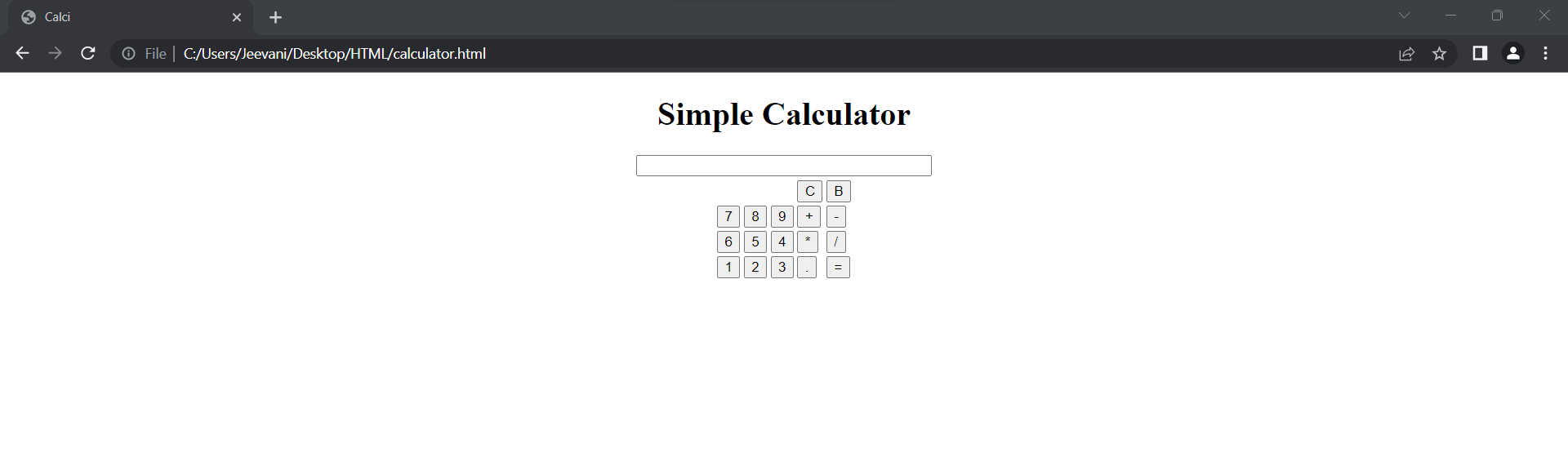 Simple Calculator in HTML using for loops