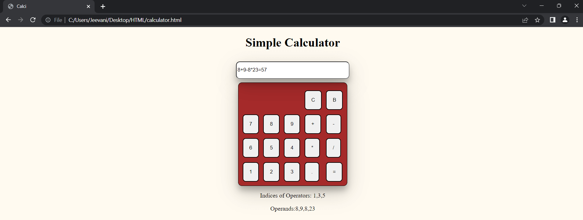 Simple Calculator in HTML using for loops