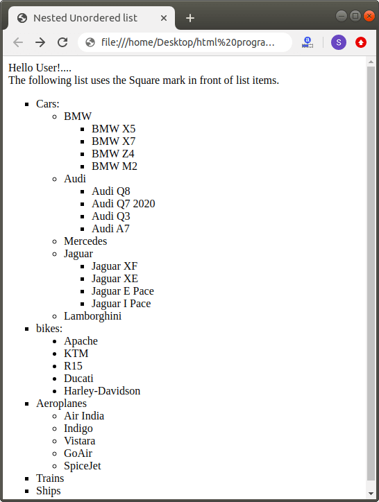 What Does Ul Mean In Html Javatpoint