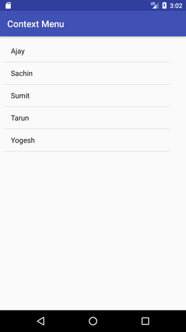 android context menu example output 1