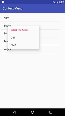 android context menu example output 2