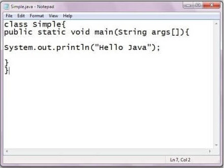The first program of java