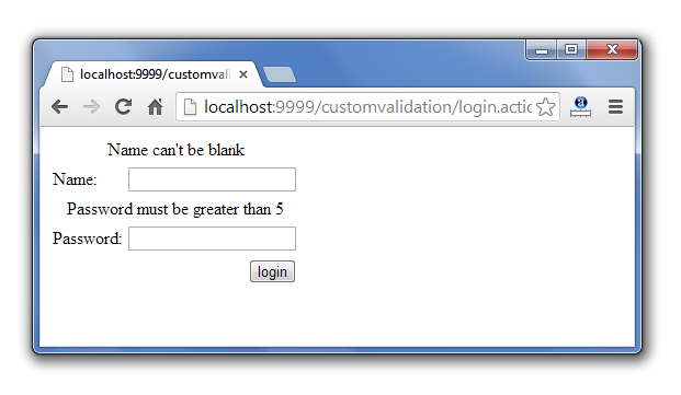 struts 2 custom validation example output 2