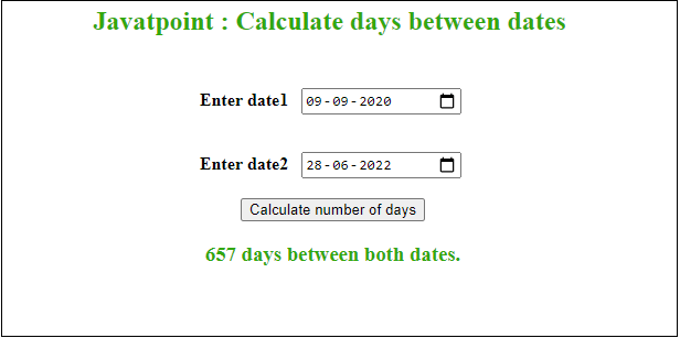Calculate of days between two dates in JavaScript