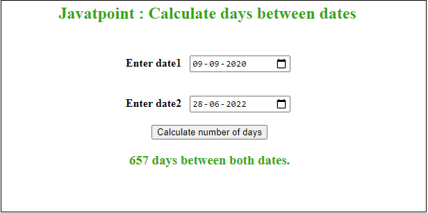 calculate-days-between-two-dates-in-javascript-javatpoint