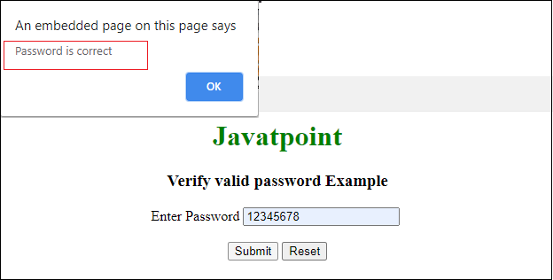 Confirm password validation in JavaScript