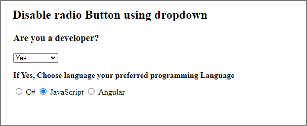 How to disable radio button using JavaScript
