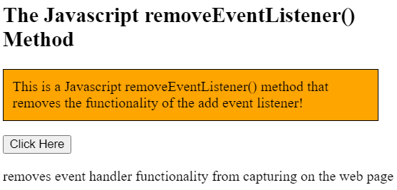 How to Remove an Event Handler Using JavaScript Method