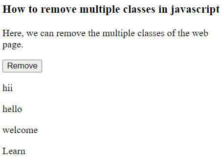 How to remove classes in javascript