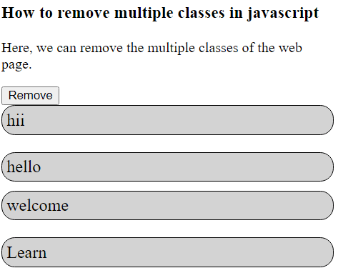 How to remove classes in javascript