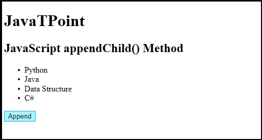 JavaScript appendchild() method
