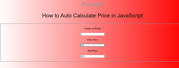 JavaScript Auto Calculate Form