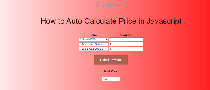JavaScript Auto Calculate Form