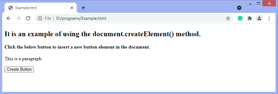 JavaScript create element