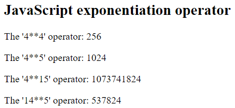 JavaScript Exponentiation Operator