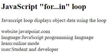 JavaScript for...in Loop