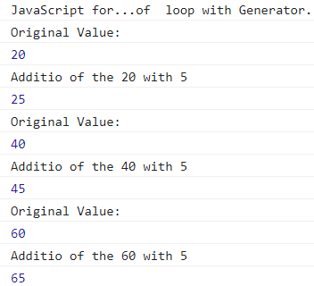 Javascript for...of loop