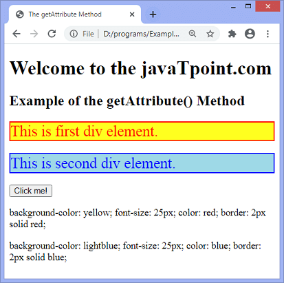 JavaScript getAttribute() method