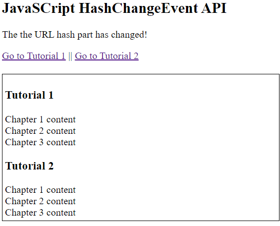 JavaScript hashchange Event