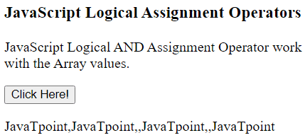 JavaScript Logical Assignment Operators