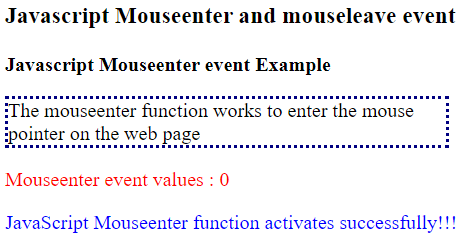 Javascript Mouseenter and mouseleave event