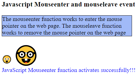 Javascript Mouseenter and mouseleave event