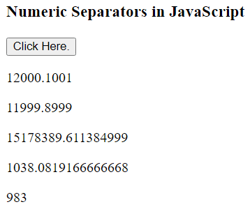 JavaScript numerical separator