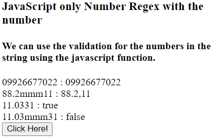JavaScript only Number Regex