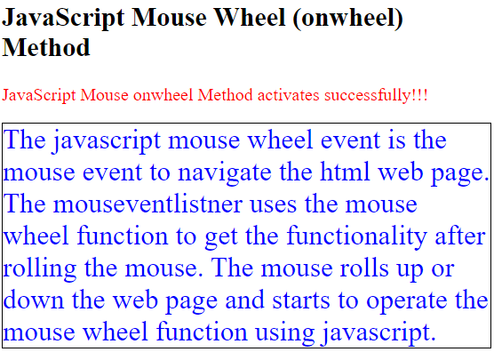 JavaScript onwheel mouse event