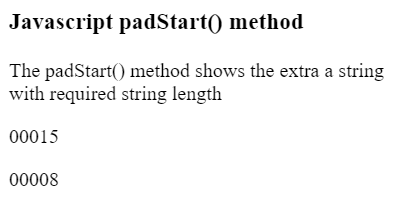 JavaScript padStart() Method