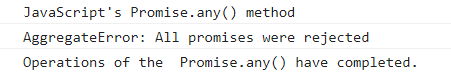 JavaScript Promise.any() Method