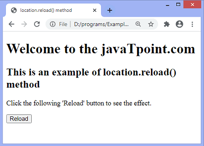 JavaScript reload() method
