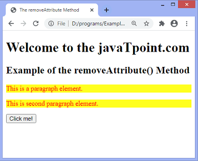 JavaScript removeAttribute() method