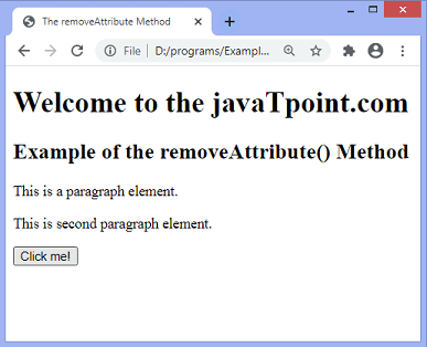 JavaScript removeAttribute() method