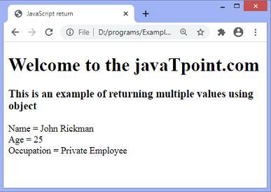 JavaScript return