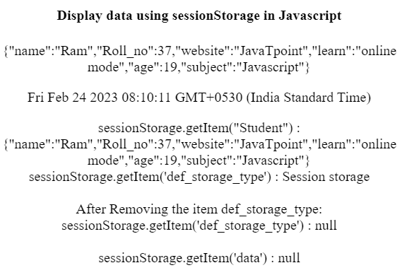 JavaScript sessionStorage