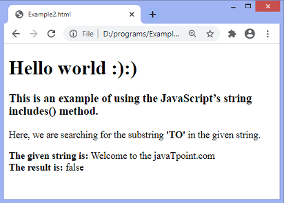 JavaScript string includes()