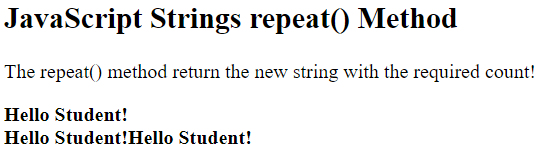 JavaScript string repeat() method