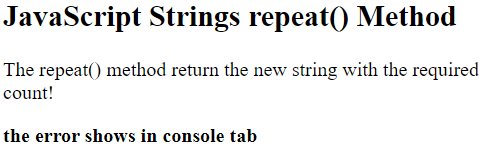 JavaScript string repeat() method