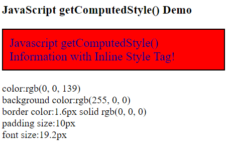 JavaScript windows getComputedStyle() Method