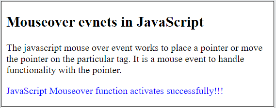 Mouseover function in javascript