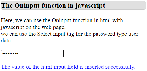 The Oninput Function in Javascript