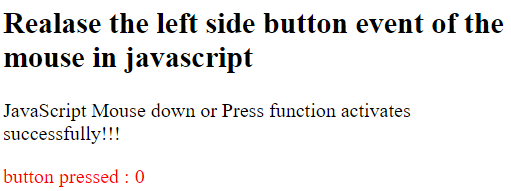 Pressing and releasing the left mouse button in JavaScript