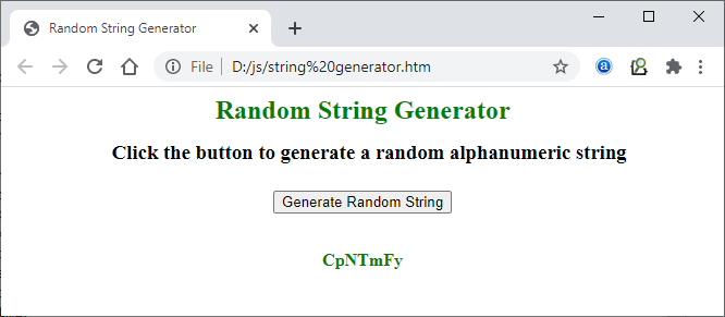 Random String Generator using JavaScript - javatpoint