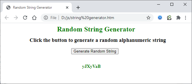 Random String Generator using JavaScript