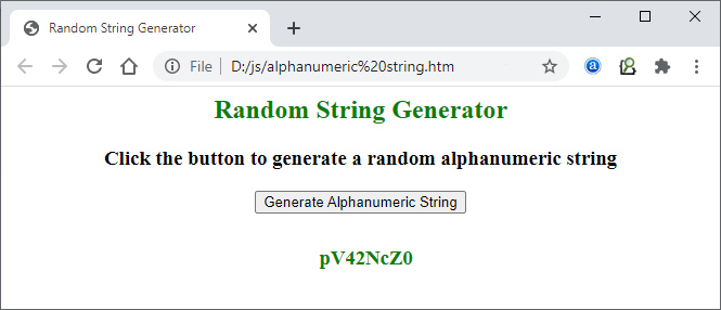 Random String Generator using JavaScript